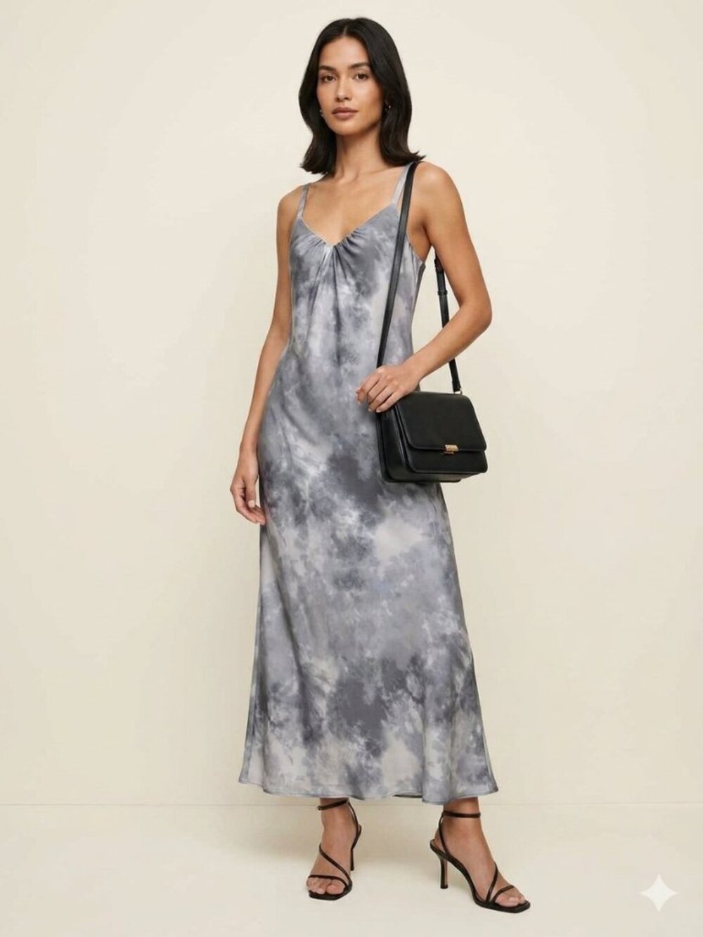 Calvin Klein gray tie dye maxi slip dress, size 4